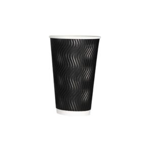 16OZ Black Ripple Double Wall Paper Hot Cups