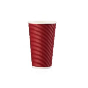 16 oz Double Wall Red threaded Coffee Cups - 500Case