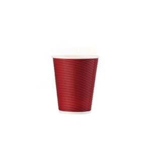 8 oz Double Wall Red threaded Coffee Cups