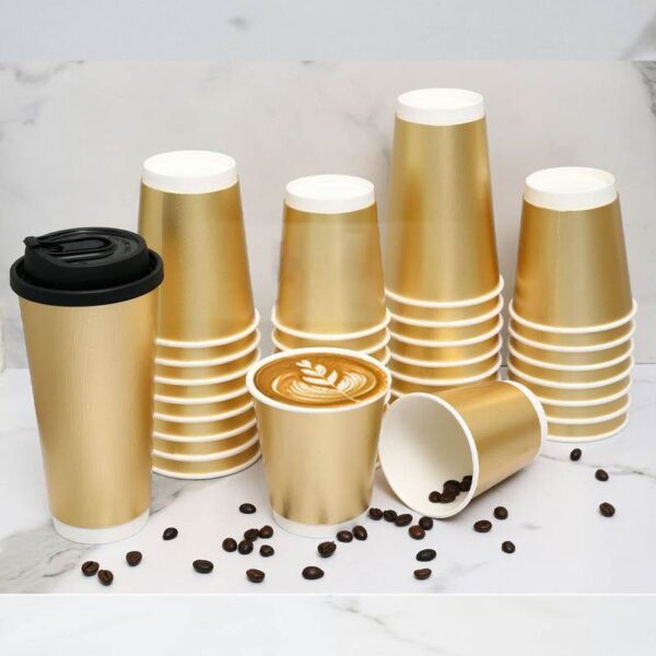 Gold textured Double Wall Paper Cups